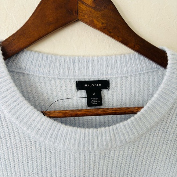 Halogen Women’s Sky Blue and Charcoal Striped Crewneck Sweater - Picture 5 of 8